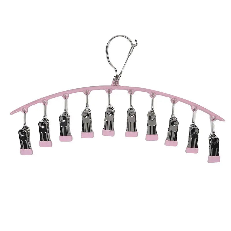 Galvanized Clothes Drying Hanger Windproof Clothing Rack 10 Clips Sock Laundry Airer Underwear Socks Holder Hangers