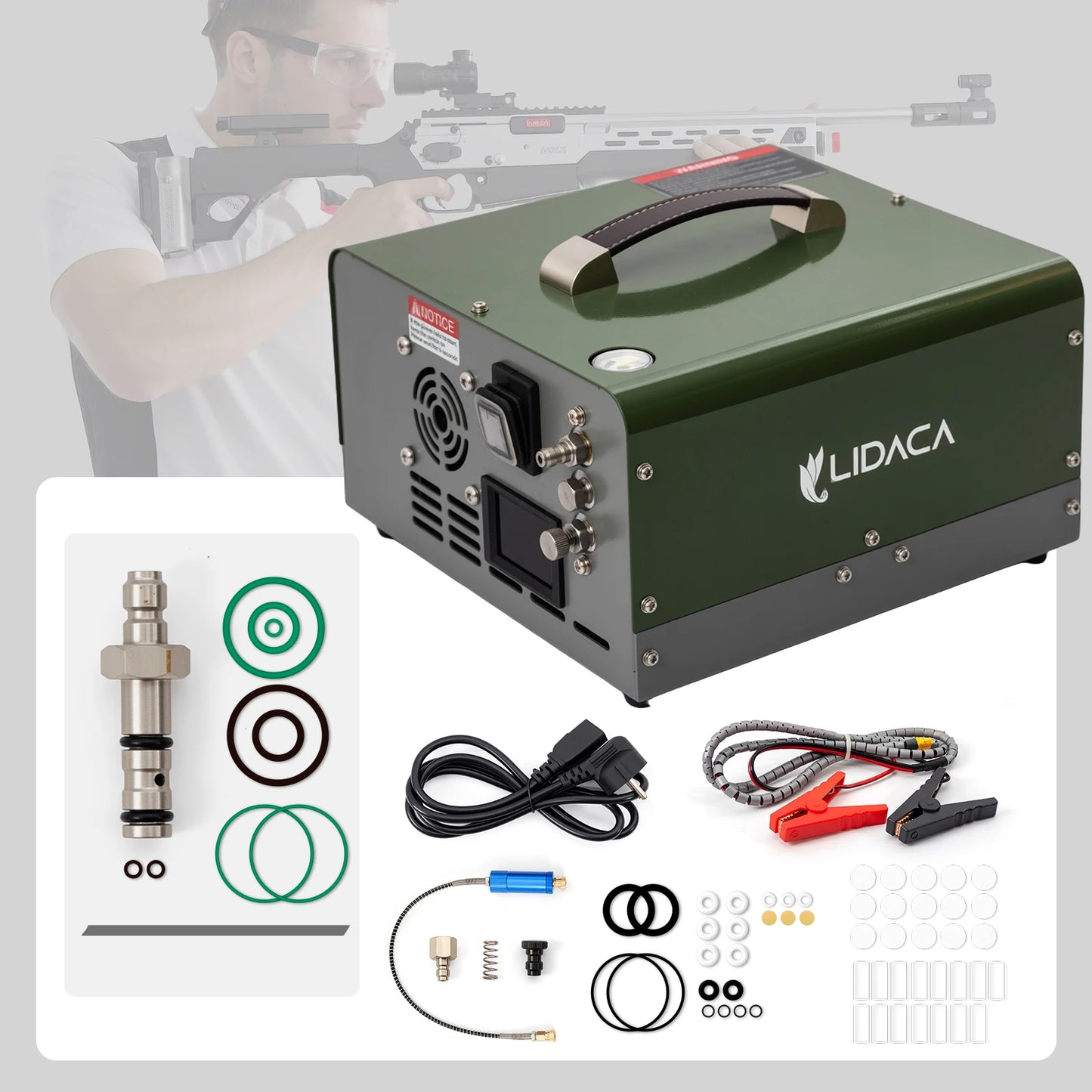 LIDACA 4500Psi 300bar Pcp Compressor 110V 220V Transformer 12v 30Mpa Shooting Air Gun Pump Scuba Diving built-in power supply