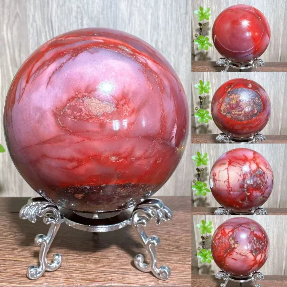 Natural Mookaite Geode Crystal Sphere – Unique Décor Raw cracked stone design with stand. Perfect for home décor, Reiki energy, and meaningful gift ideas.