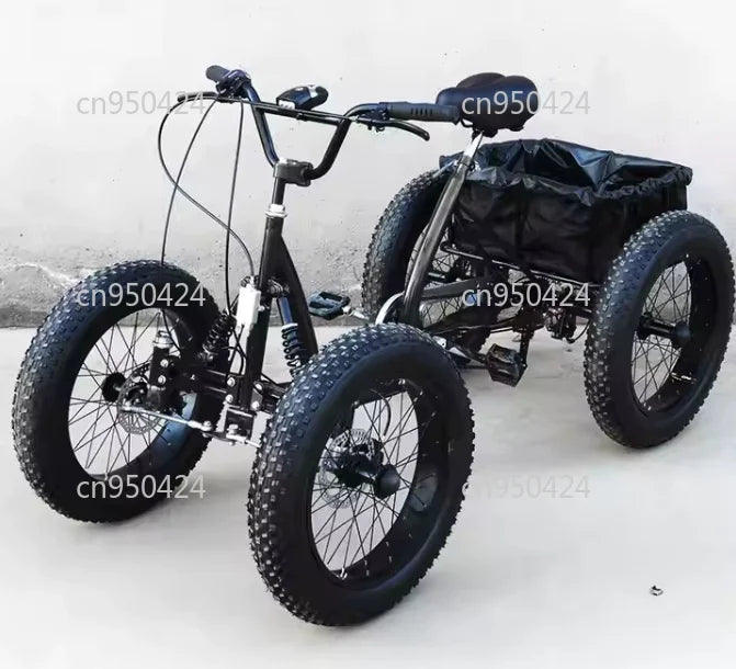 20inch cargo bike fat tire 4 wheel bicycle pedal four wheeler can be used as cargo for city travel with storage basket bicicleta