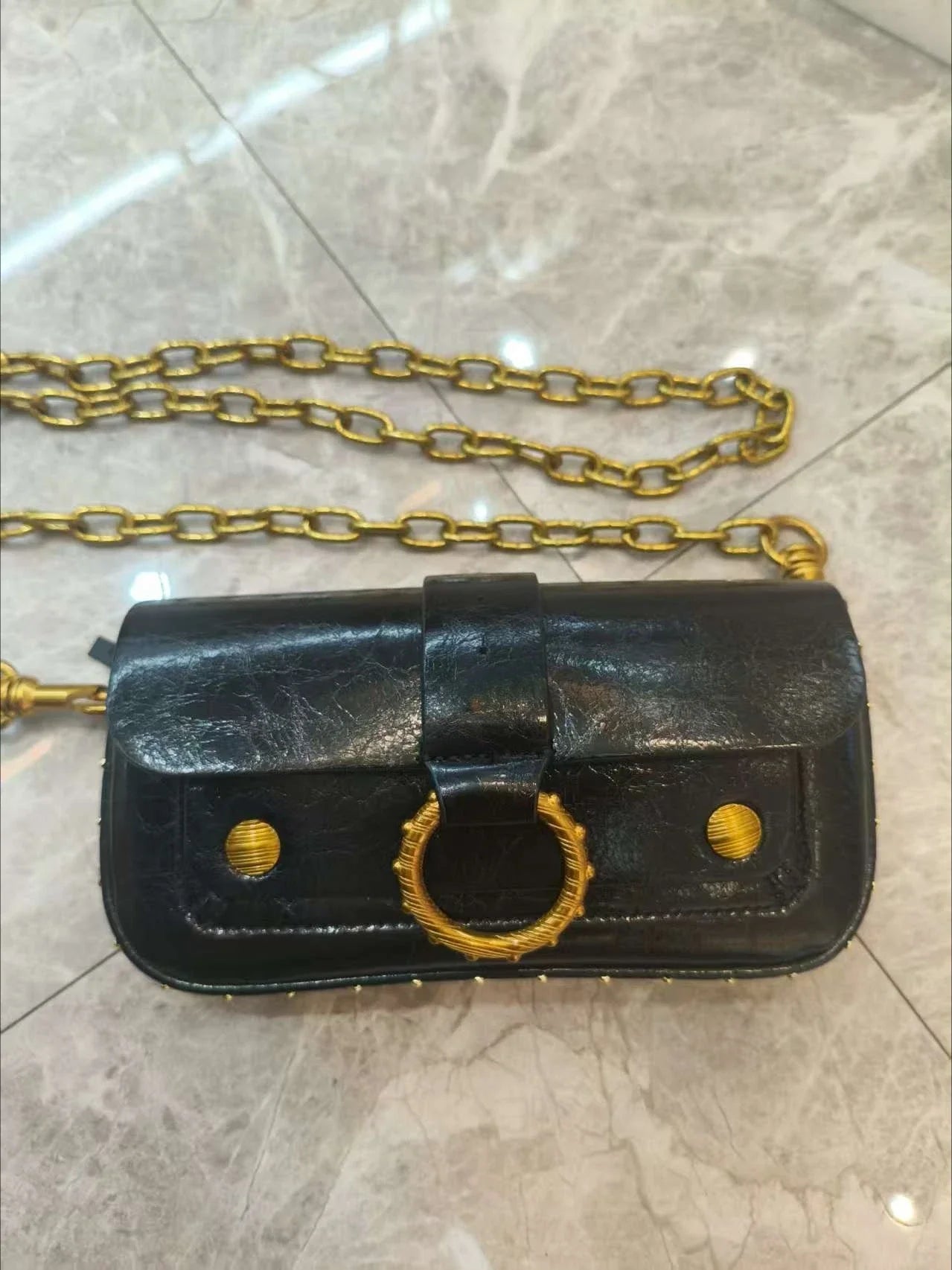 Multi-Color French Design Mini Waist Bag Classic Rivet Style Chic round design with a simple, versatile look. Compact and stylish, perfect for everyday wear.