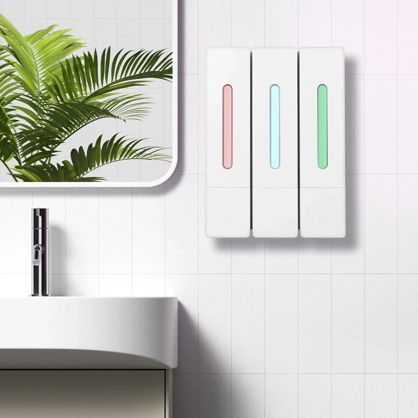 400ML Soap Dispenser Wall Mounted 3 Chamber Shower Soap Dispenser Adhesive Shampoo Conditioner Dispenser Bathroom Accessories