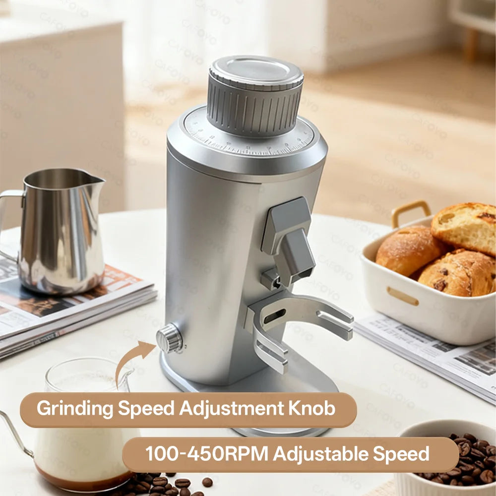 CAFOVO G163CV Adjustable Speed Coffee Grinder 63mm 8-core Conical Burrs 100-450RPM 350W Brushless Motor for Espresso Coffee Mill