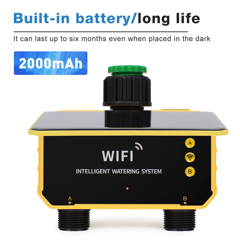WIFI Solar Irrigation Timing Controller Smart Automatic Irrigation System for Garden Tap Valve Controller with Rain Sensor
