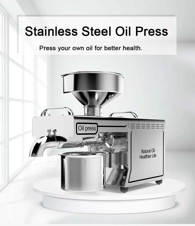 2025 Upgraded Oil Press Machine,110V/220V Dual Voltage,Low Noise Easy Clean Small Business/Household, Food Grade Stainless Steel