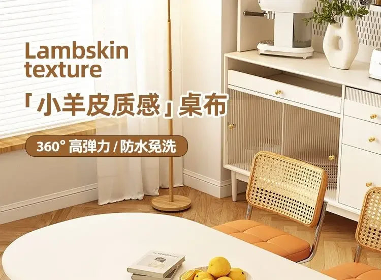 90 x 180cm Leather surface Waterproof Oil-proof Tablecloth Cover for Dining Table Square Surrounded Table Mat Elastic Protection