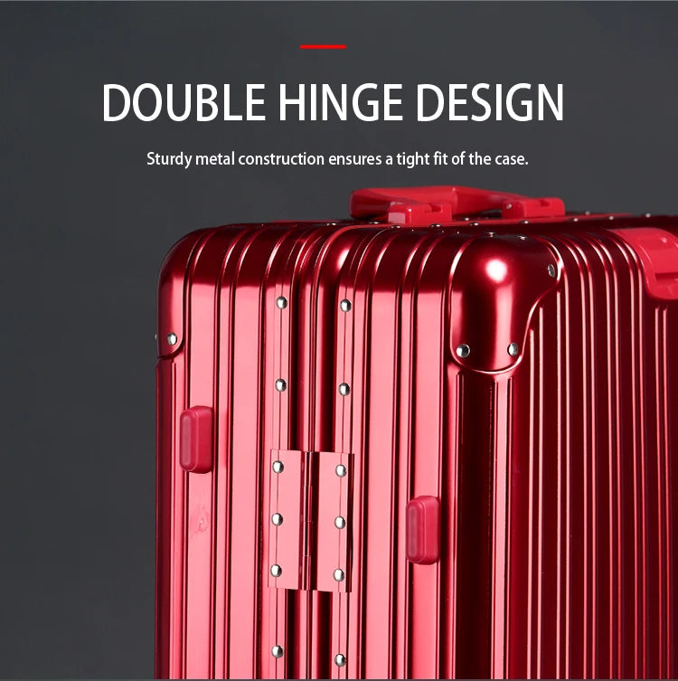 Aluminum-Magnesium Alloy Suitcase, High-Quality Rolling Luggage Available in 20”, 24”, 26”, and 29” sizes. Durable trolley luggage perfect for travel, carry-on, and cabin use.