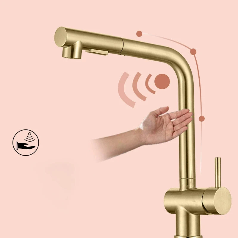 White Touch Kitchen Sink Faucets Hot Cold Pull Out Kitchen Sink Mixer Tap 304 Stainless Steel Sensor Touch on Kitchen Faucet