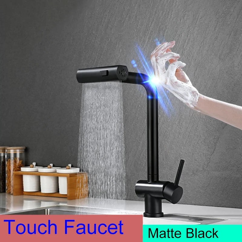 White Touch Kitchen Sink Faucets Hot Cold Pull Out Kitchen Sink Mixer Tap 304 Stainless Steel Sensor Touch on Kitchen Faucet