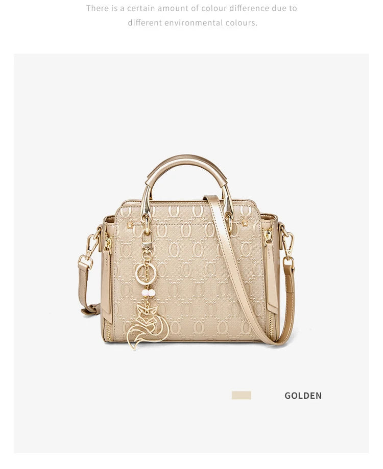Cowhide Leather Women’s Handbag Luxury Design Elegant shoulder, crossbody, and tote style in one. Spacious and stylish, perfect for moms and everyday use.