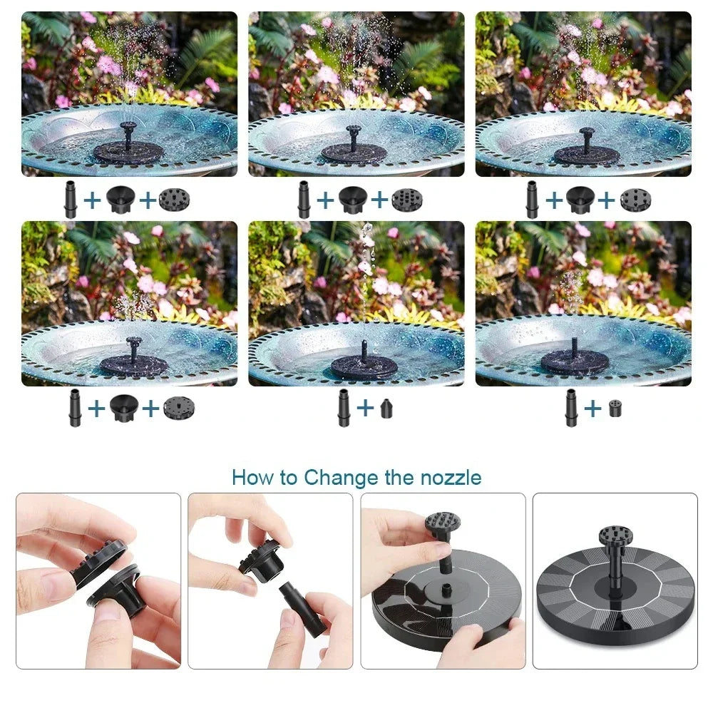 13cm, 16cm, 18cm Floating Solar Fountain Pumps - Perfect for Bird Baths, Garden Outdoor Water Pool and Pond Decoration