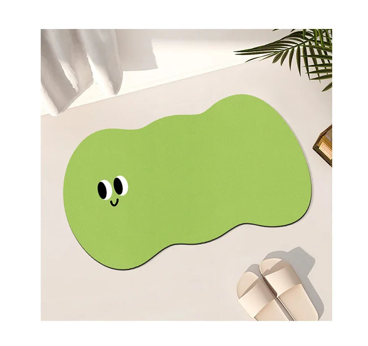 Cartoon funny expression irregular bathroom non-slip mat toilet door absorbent floor mat household diatom mud floor mat