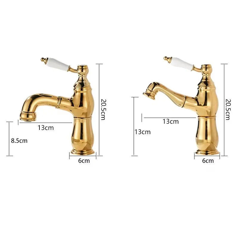 Pull-Out Ceramic Handle Basin Faucet Brass pull-out mixer tap with ceramic handles. Smooth operation, modern design, easy to clean.
Perfect for bathroom sinks, washbasins, or vanities.