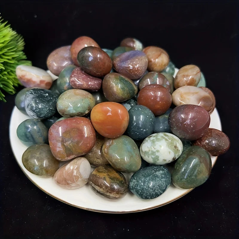 1.76oz Pure Natural Ocean Jasper Rolling Large Particle Flower Pot Fish Tank Decorative DIY Aromatherapy Diffuser Healer
