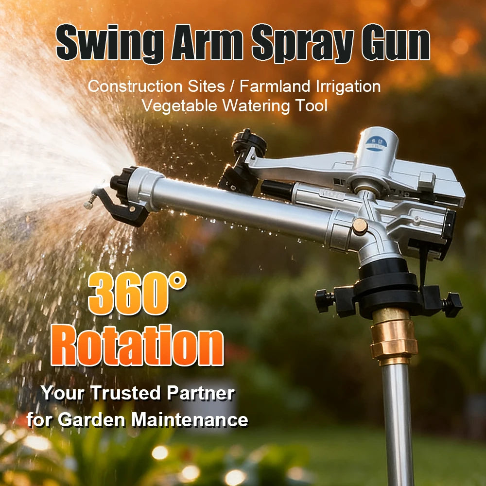 360° Rotation Swing Arm Spray Gun Horticulture Sprinkler Ideal for Construction Sites, Farmland Irrigation & Vegetable Watering