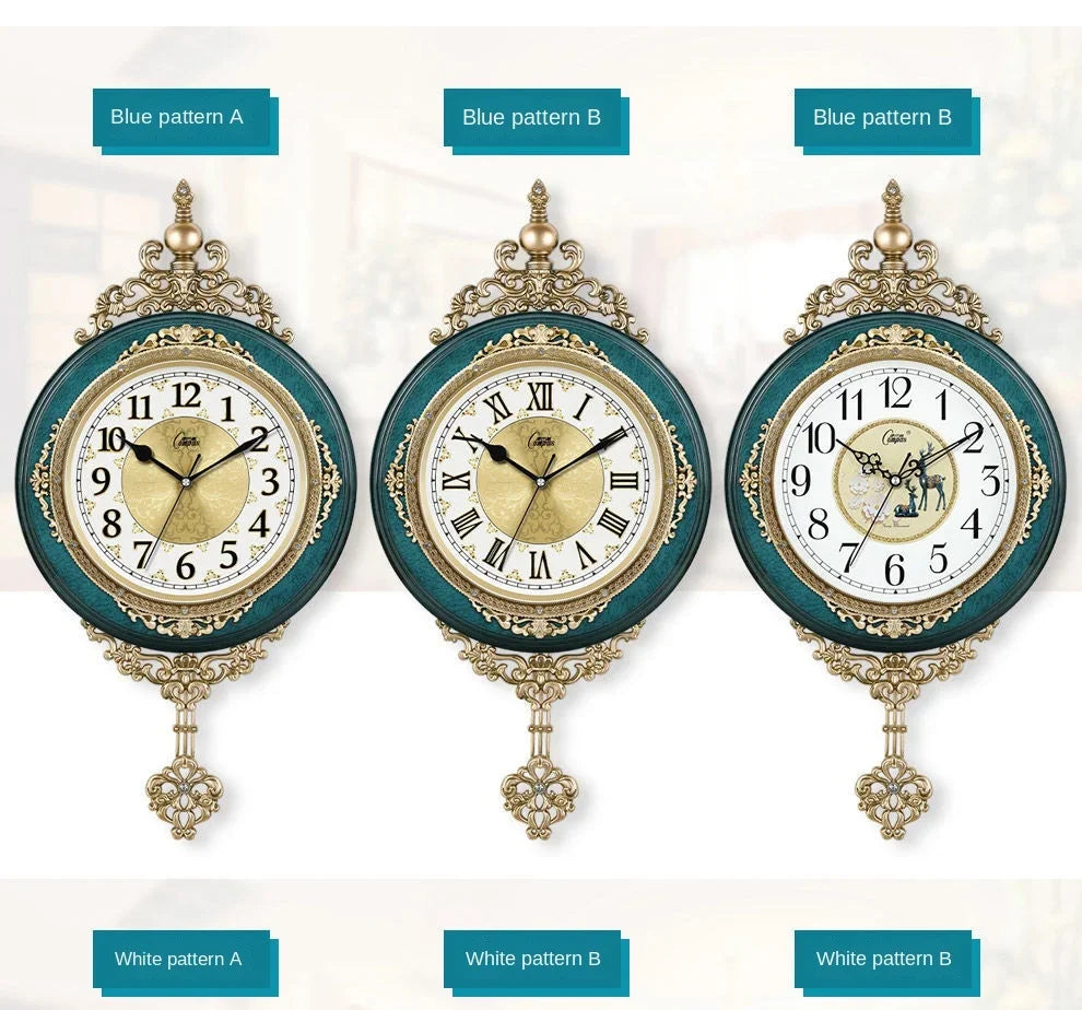 European Style Retro Wall Clock Watch Living Room Mute Pendulum Clock Elegant Taste Family Gift Art Decoration Rome Luxury