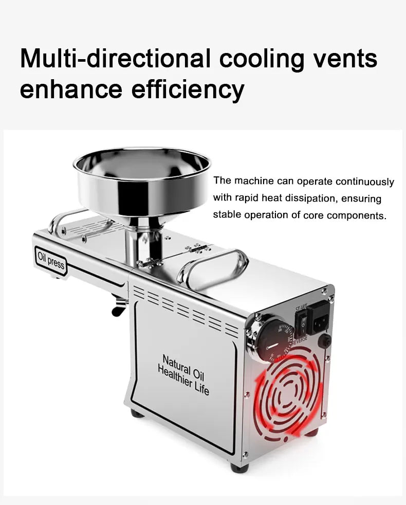 2025 Upgraded Oil Press Machine,110V/220V Dual Voltage,Low Noise Easy Clean Small Business/Household, Food Grade Stainless Steel