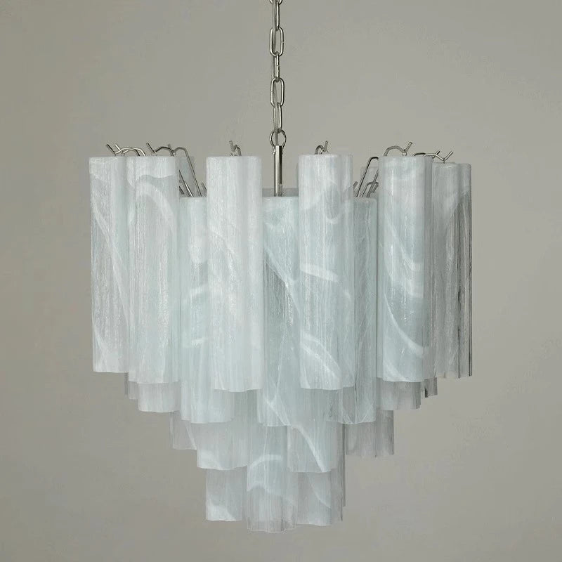 Art Deco Stained Glass Tube Chandelier – Luxury Ceiling Pendant Light Elegant lighting fixture perfect for kitchen islands, dining rooms, or any upscale interior space. Adds a touch of sophistication and style.