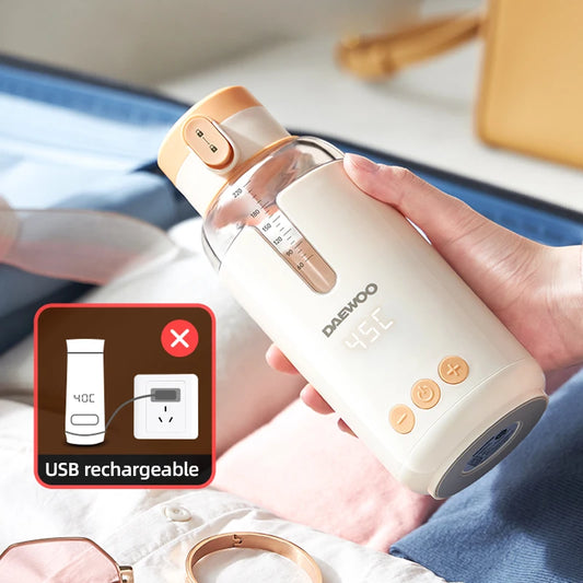 Wireless Milk Conditioner Portable Kettle USB Rechargable Water Bottle LED Display Thermos Cup Portable Heating Cup Milk Warmer