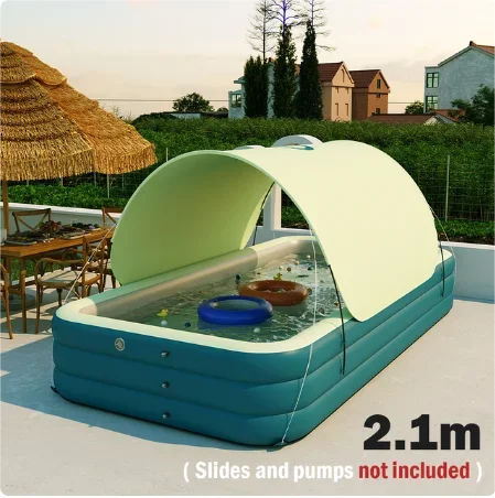 Inflatable Swimming Pool with Rain Canopy, Portable Adult Swimming Pool in Outdoor Areas, Home Garden, Backyard Inflatable Pool