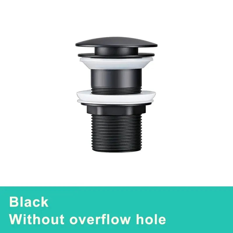 Basin Sink Drain Waste Pop Up Drain Stopper Push Button Bathroom Faucet Accessories