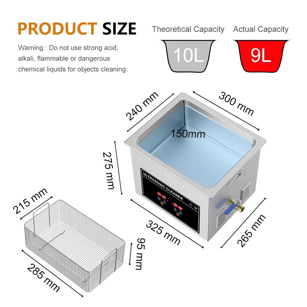 2L 3L 4L 6L 10L 15L 22L 30L Digital Ultrasonic Bath 600W Heater Timer Degas Clean Basket Ultrasound Cleaner Cleaning Tool