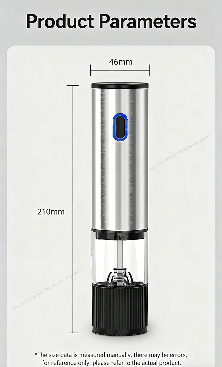 Electric Salt and Pepper Grinder Automatic Rechargeable Pepper Mill Shakers Adjustable Coarseness Kitchen Appliances