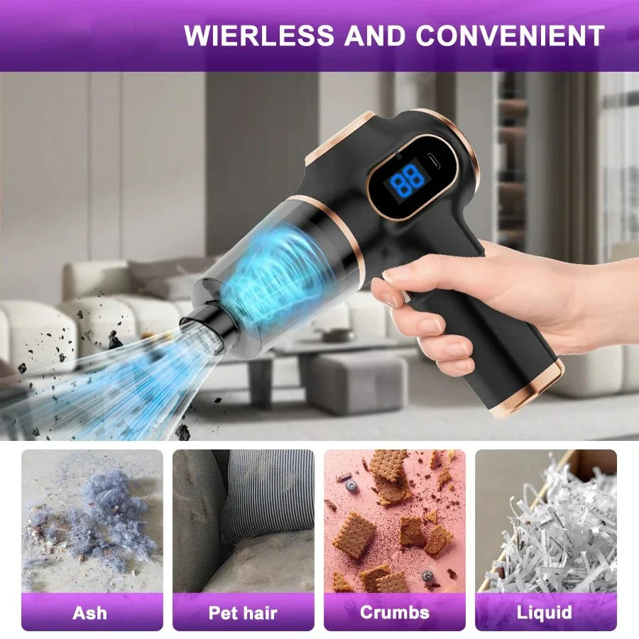 Wireless Vacuum Cleaner Dual Use for Home and Car High Power Home Appliance With display Screen Carpet Sofa Car Cleaner