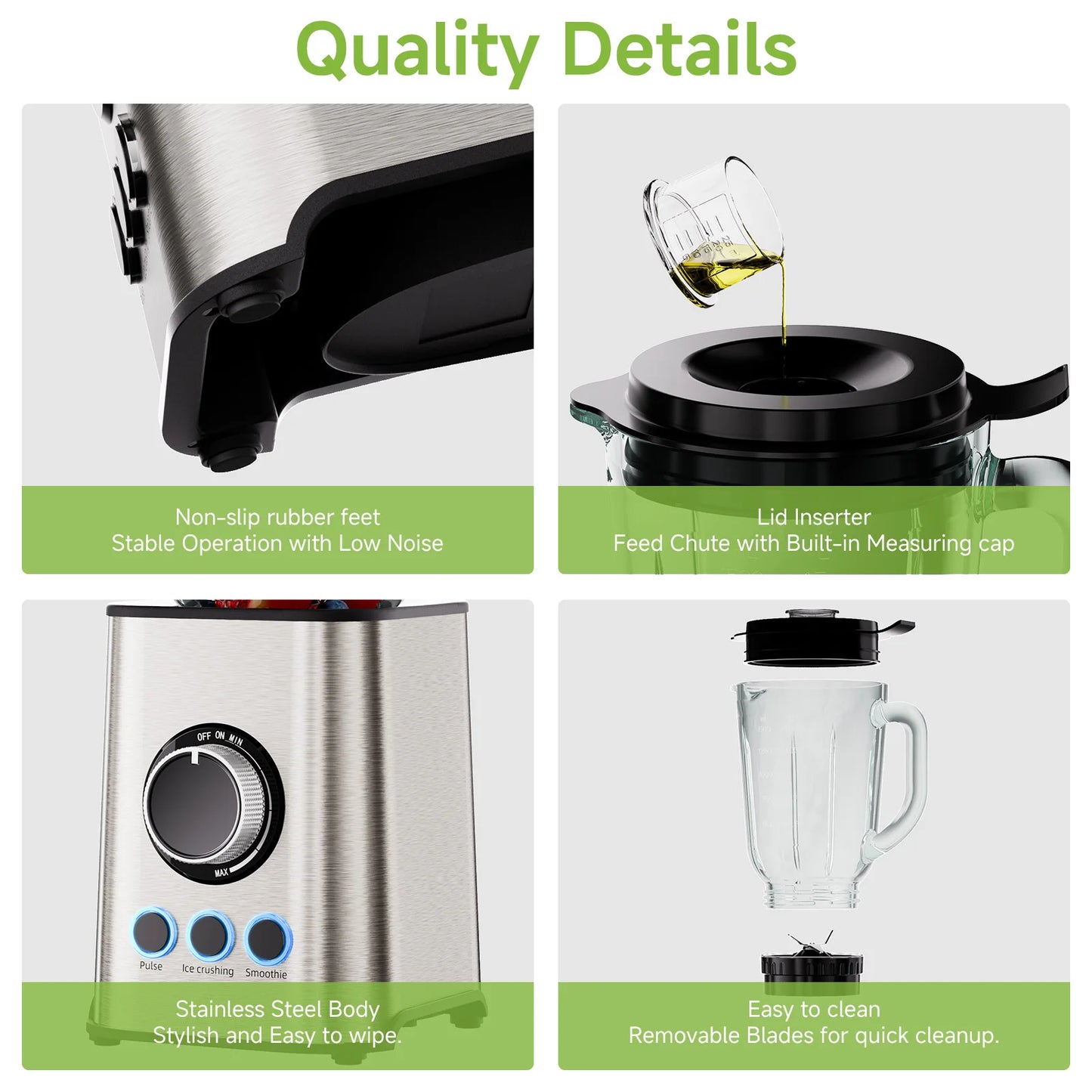 BioloMix 3-in-1 Smoothie Maker 1300W Personal Blender with Stainless Steel Blades Baby Food Grinder Juice Maker