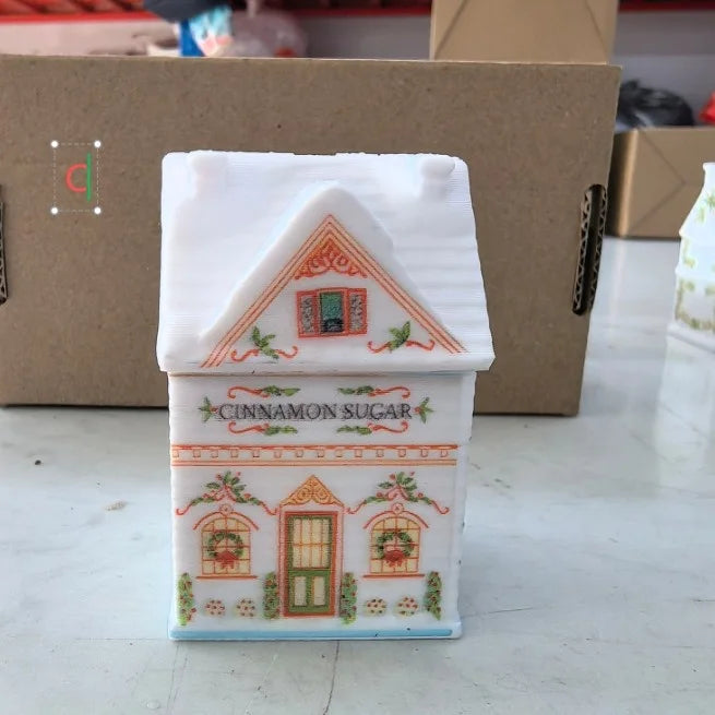 Holiday Village Spice House Set Mini Christmas Gingerbread Houses Jars Festive Decor Kitchen Countertop Christmas Candle