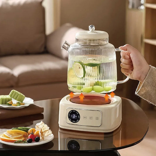 1.5L Health Kettle Temperature Adjust Glass Tea Maker MultiFunction Office Appointment Flower Teapot Portable Electric Hot Cup