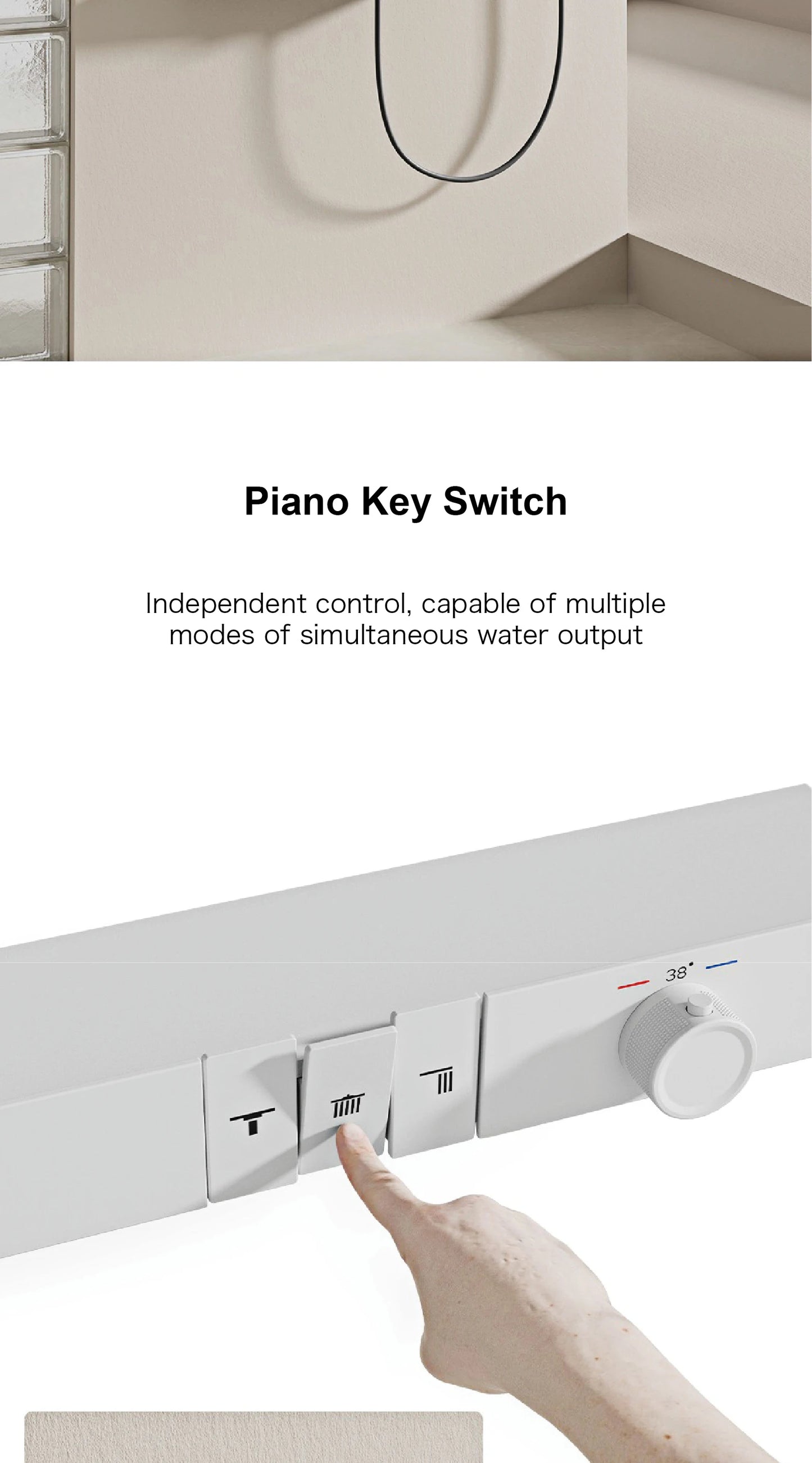 Luxury Ceiling Thermostatic Shower System Black Brass 3 Function Built In Wall Cold Hot Water Waterfall Outlet Bathroom Faucet