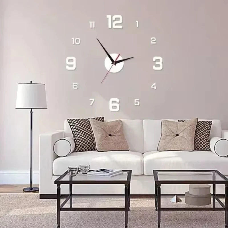 3D Luminous Wall Clock Frameless Acrylic DIY Digital Clock Wall Stickers Mute Clock for Office Living Room Bedroom Wall Decor