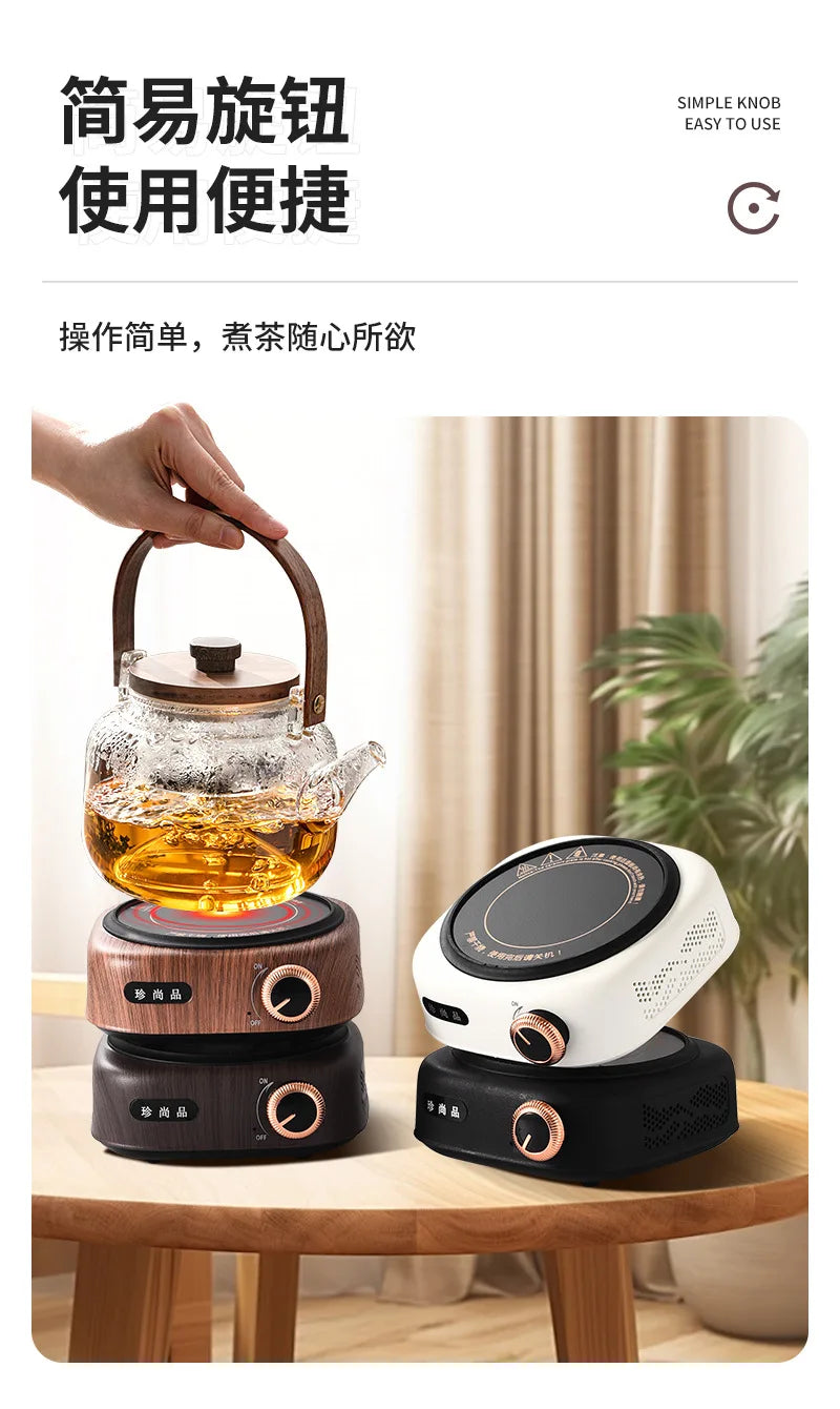 New Electric Ceramic Stove with Right Side Knob Indoor Tea Kettle Home Use Tea Boiler Small Electric Kettle Quiet Tea Stove
