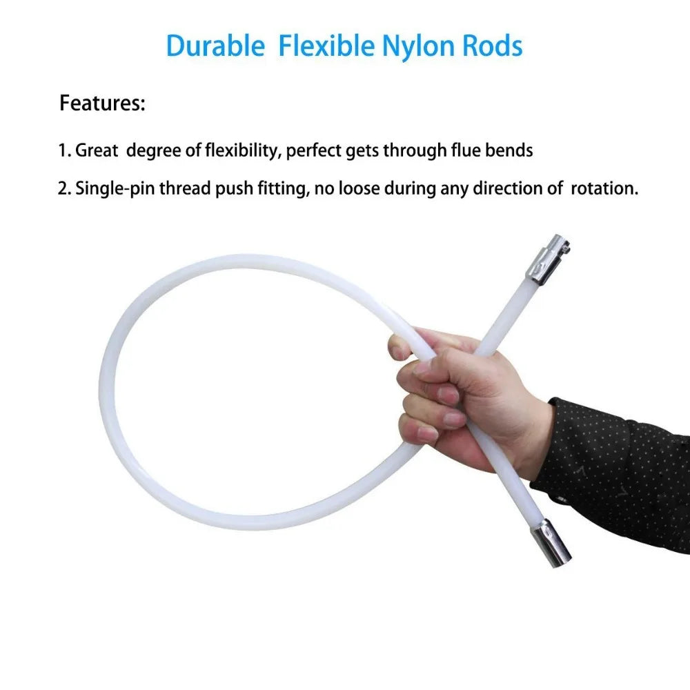 Chimney Cleaner Sweep Kit Nylon Electrical Drill Drive Flexible Rod Rotary Brush Head for Sweeping Away Flue Chimney Soot