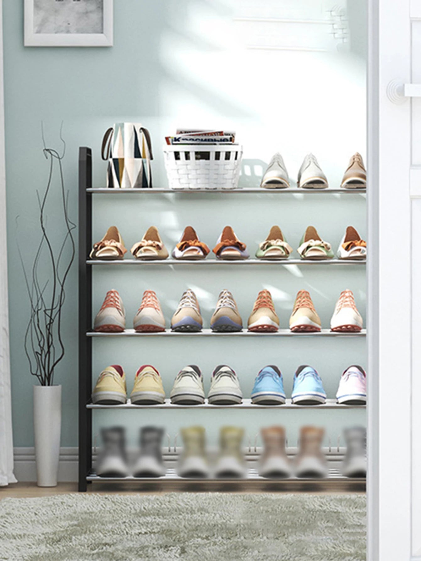 Space-Saving Shoe Rack for Home - Multi-Tier Entryway Shoe Organizer, Slim Shoe Shelf for Apartments & Rentals