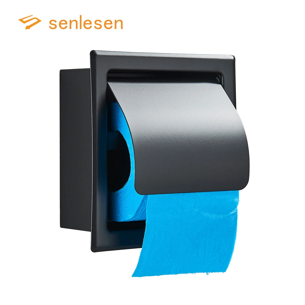 Bathroom Toilet Paper Holder 304 Stainless Steel Waterproof Roll Paper Box Black Tissue Box Holder Bathroom Hardware Accessories