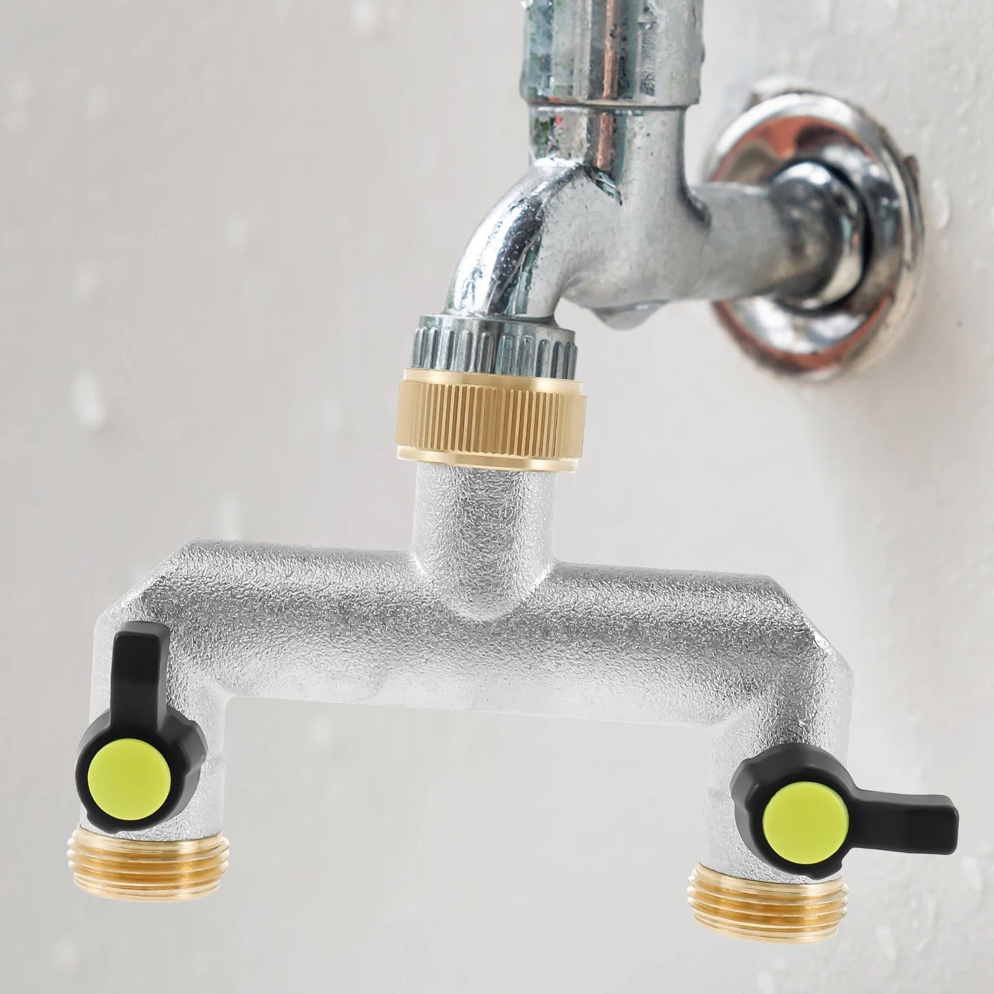 3/4 Inch 2 Way Hose Splitter Zinc Alloy Garden Hose Splitter Rustproof Hose Connector Splitter for Outdoor Gardening Lawn Care