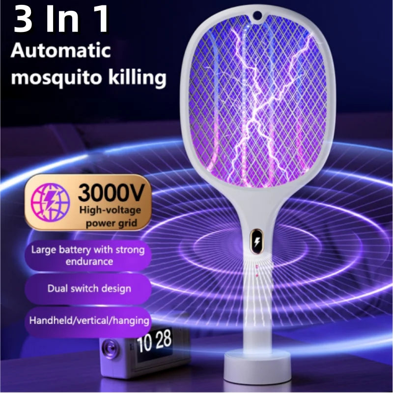 Multi Functional Bug Zapper Racket Usb Rechargeable Mosquito Killer Safe 3 In 1 Electric Mosquito Swatter Pest Control Supplies