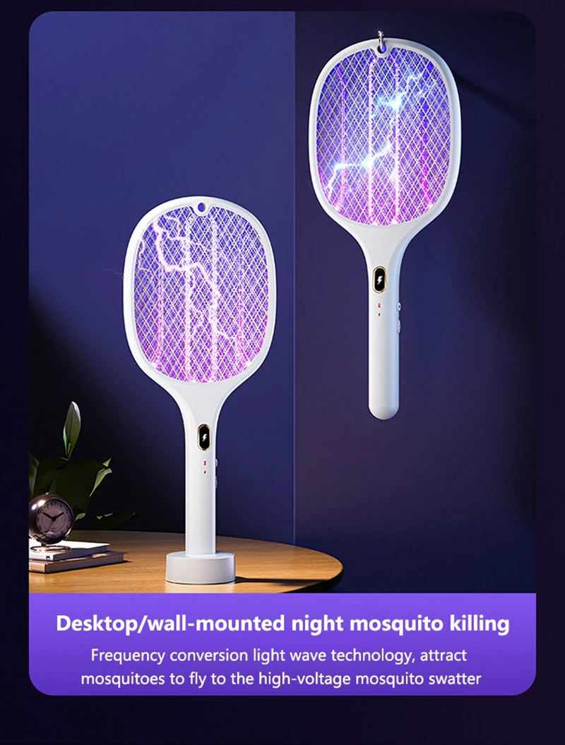 Multi Functional Bug Zapper Racket Usb Rechargeable Mosquito Killer Safe 3 In 1 Electric Mosquito Swatter Pest Control Supplies