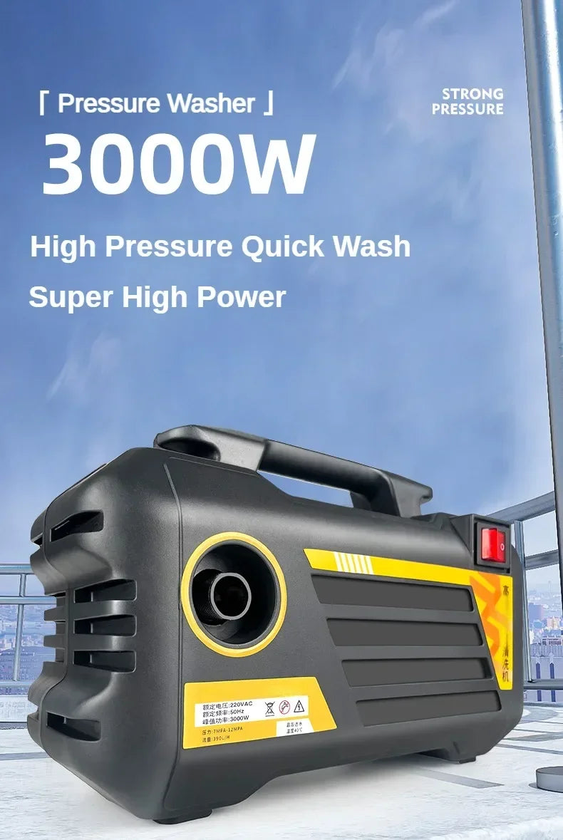 3000W Electric Pressure Washer High Power 220V/110V Car Wash Gun Home Garden Cleaning Tool with Adjustable Nozzle