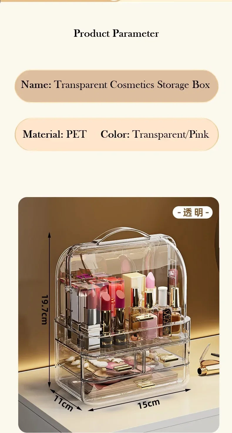 25 Transparent Lipstick Holder With Lid Lip Gloss Storage Stand Small Makeup Organzier With Handle Cosmetics Storage Display Box