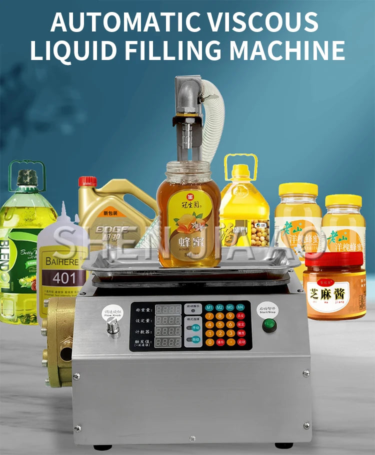 CSY-L15 Flow Weighing Type Fully Automatic Dispensing Filling Machine Honey Sesame Sauce Edible Oil Glue Viscous Liquid