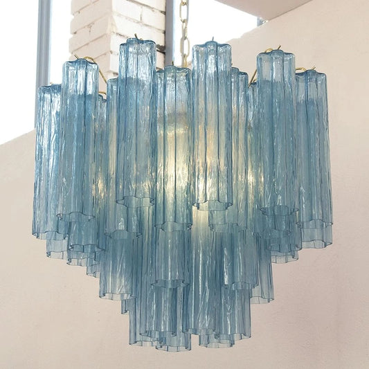 Art Deco Stained Glass Tube Chandelier – Luxury Ceiling Pendant Light Elegant lighting fixture perfect for kitchen islands, dining rooms, or any upscale interior space. Adds a touch of sophistication and style.