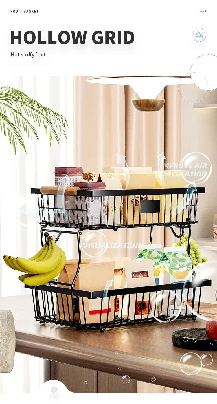 Kitchen Organizer Shelf Double Layer Seasoning Vegetables Fruits Holder Assembly Bathroom Cosmetic Removable Stand Storage Shelf