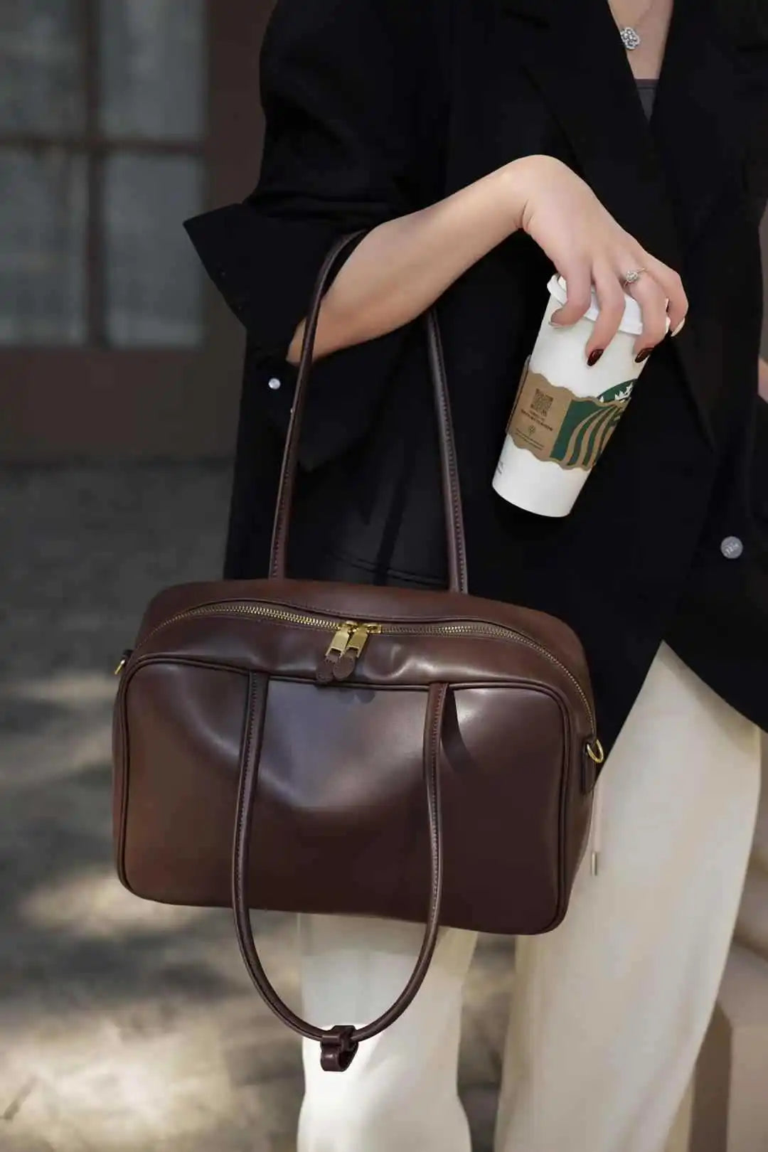 Luxury Genuine Leather Women’s Shoulder Bag Designer-style crossbody made from premium cowhide. Available in black, brown, and coffee colors with a spacious, elegant design for everyday use.