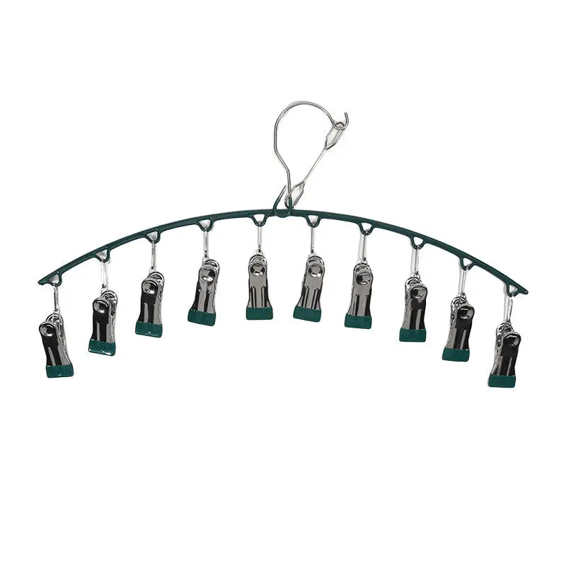 Galvanized Clothes Drying Hanger Windproof Clothing Rack 10 Clips Sock Laundry Airer Underwear Socks Holder Hangers