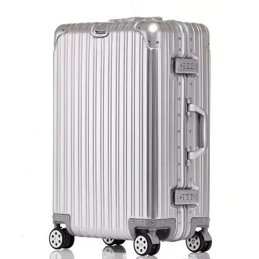 Aluminum-Magnesium Alloy Suitcase, High-Quality Rolling Luggage Available in 20”, 24”, 26”, and 29” sizes. Durable trolley luggage perfect for travel, carry-on, and cabin use.