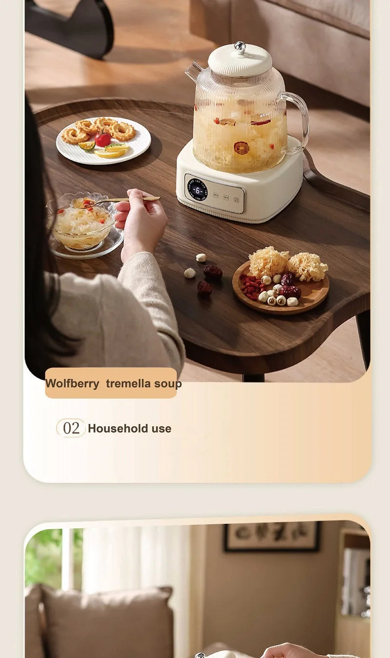 1.5L Health Kettle Temperature Adjust Glass Tea Maker MultiFunction Office Appointment Flower Teapot Portable Electric Hot Cup