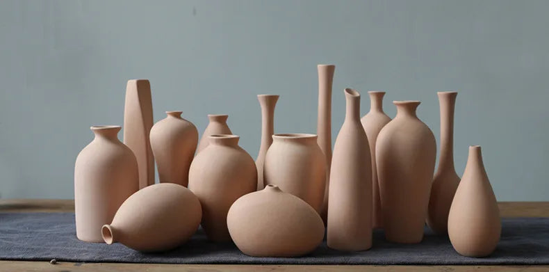 Nordic Modern Vegetarian Ceramic Vase Home Living Room Decoration Ornaments Dried Flower Arrangement Retro Pastoral Vase Crafts